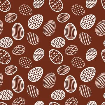 Easter egg seamless pattern. Chocolate brown color, holiday eggs texture. Sim Stock Illustration