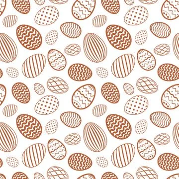 Easter egg seamless pattern. Chocolate brown color, holiday eggs texture on w 스톡 일러스트