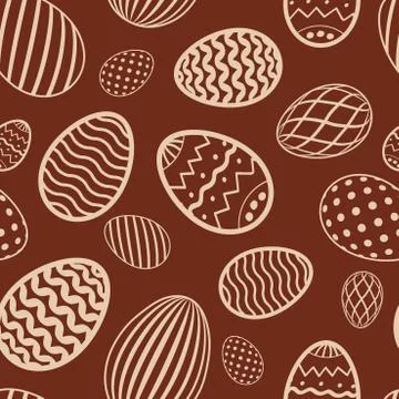 Easter egg seamless pattern. Chocolate brown color, holiday eggs texture. Sim Stock Illustration