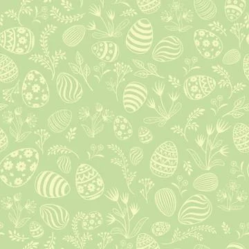 Easter egg seamless pattern. Floral holiday background. Stock Illustration