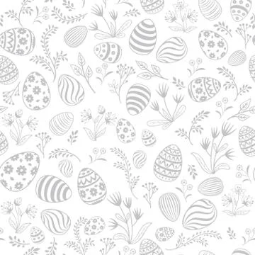 Easter egg seamless pattern. Floral holiday background. Illustrazione stock