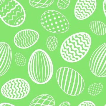 Easter egg seamless pattern. Green white color, holiday eggs texture. Simple  스톡 일러스트