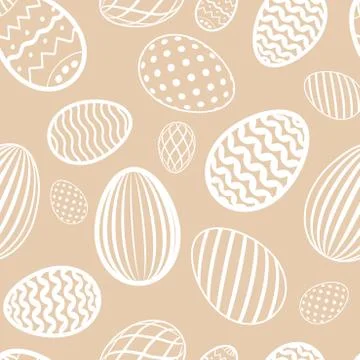 Easter egg seamless pattern. Milk chocolate color, holiday eggs texture. Simp 스톡 일러스트