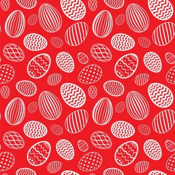 Easter egg seamless pattern. Red white color, holiday eggs texture. Simple ab Stock Illustration