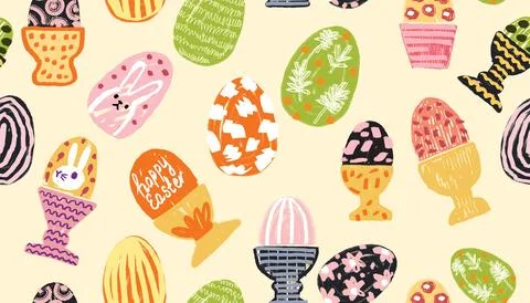 Easter egg seamless pattern, spring holiday decorative background Stock Illustration