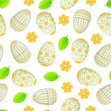 Easter egg seamless pattern. Texture with flowers. Can be used as easter hunt Stock Illustration