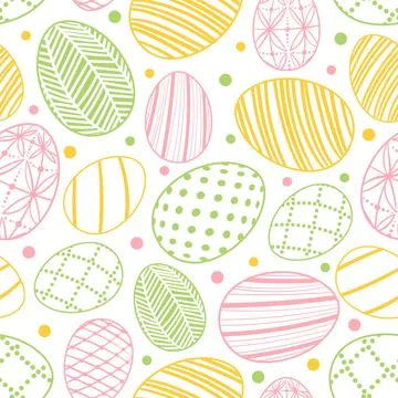 Easter egg seamless pattern. Vector Doodle texture of holiday eggs. Easter .. 스톡 일러스트