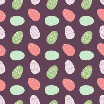 Easter egg seamless pattern vector. Cute flat pastel decorated egg illustration イラスト素材