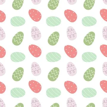 Easter egg seamless pattern vector. Cute flat decorated egg illustration. Spring Stock Illustration