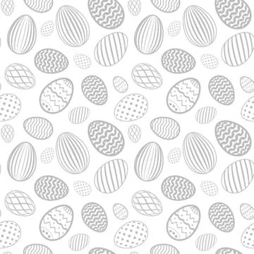 Easter egg seamless pattern. White gray holiday eggs texture. Simple abstract Stock Illustration