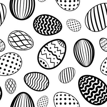 Easter egg seamless pattern. White black holiday eggs texture. Simple abstrac Illustrazione stock