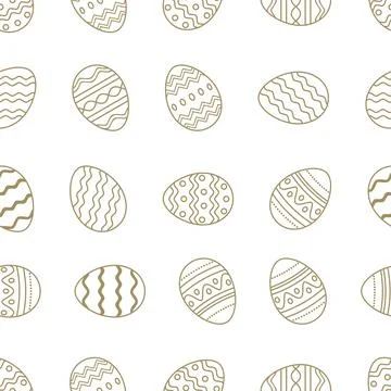 Easter Egg seamless vector. Gold Framed outline eggs. Isolated background. Stock Illustration