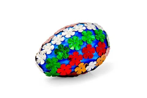 Easter egg with sequins of flowers Stock Photos