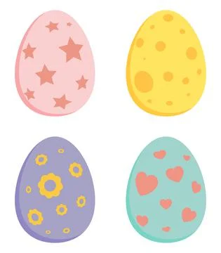 Easter egg set. Collection of spring holiday symbols in pastel colors. Vector Illustrazione stock