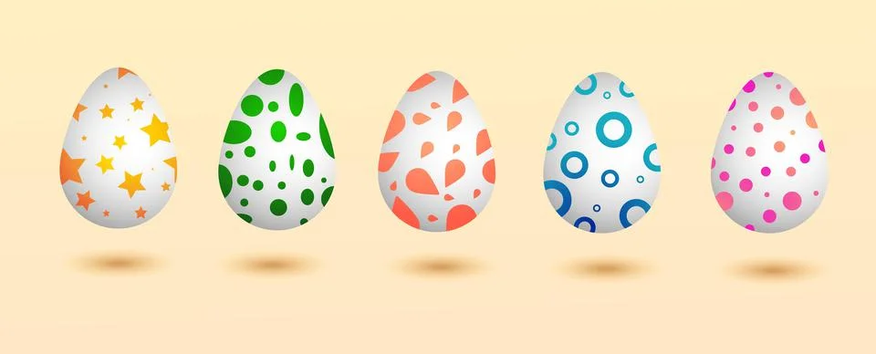 Easter egg set. Colored decorations. Vector graphics. Easter eggs with a Stock Illustration