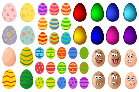 Easter egg set isolated on white background Stock Illustration