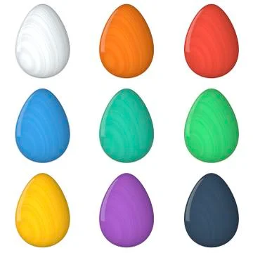 Easter egg Set. Painted. 3D object. Render. Easter Holiday. Stock Illustration