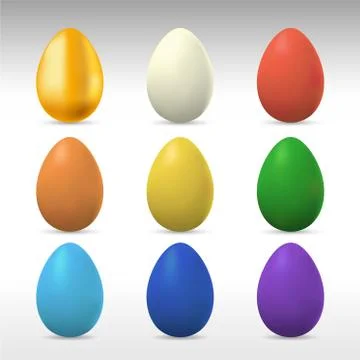Easter egg. Set of realistic eggs. Easter collection. Vector illustration. 库存插图