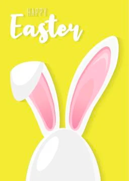 Easter egg shape with bunny ears silhouette Illustrazione stock