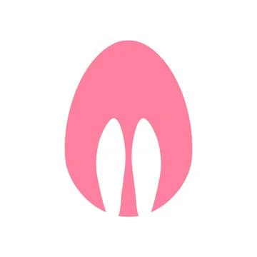 Easter egg shape with bunny ears silhouette Stock Illustration