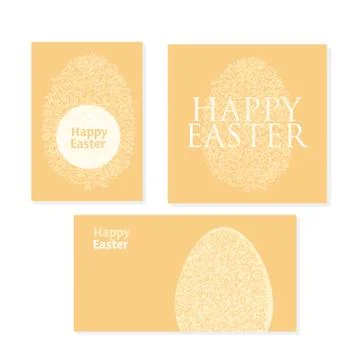 Easter egg shape decorative greeting cards set. Hand drawn lace like pattern  Stockillustratie