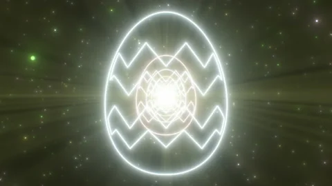 Easter Egg Shape Outline Spring Season Neon Lights Glow Tunnel Portal Stock Footage 168979741