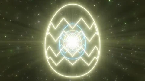 Easter Egg Shape Outline Spring Season Neon Lights Glow Tunnel Portal 스톡 일러스트