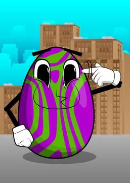 Easter Egg shows a you're nuts gesture by twisting his finger around his temp Stock Illustration