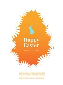 Easter egg silhouette postcard card rabbit flowers Stockillustratie