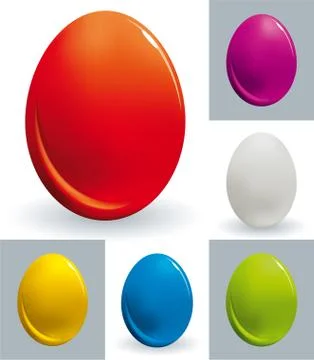Easter egg in six different colors. Isolated. Stock Illustration