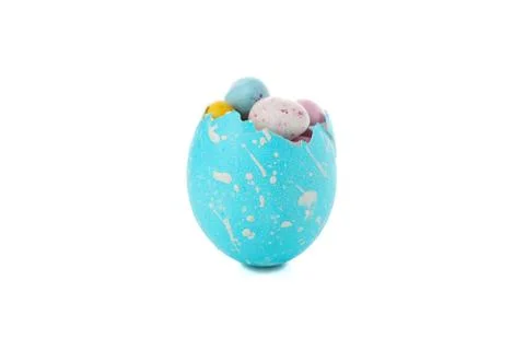 Easter egg with small eggs isolated on white background Stock Photos