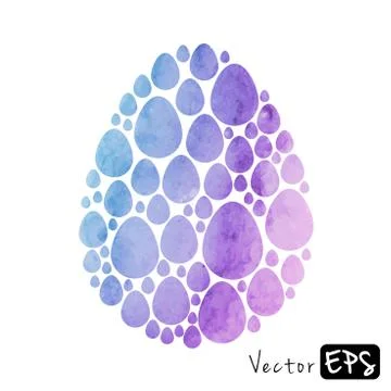 Easter egg from small eggs of watercolor texture Stock Illustration