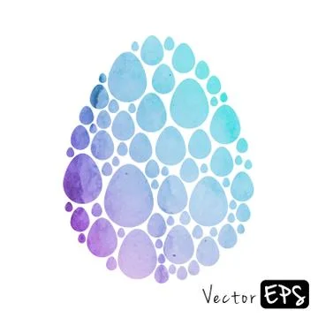 Easter egg from small eggs of watercolor texture Stock Illustration