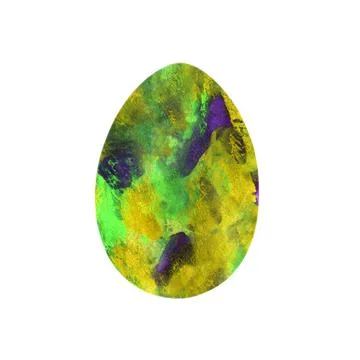 Easter egg - textured violet-green-yellow spots smears isolated on white イラスト素材