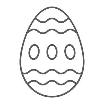 Easter egg thin line icon, food and easter, decoration egg sign, vector graphics Stock Illustration