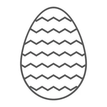Easter egg thin line icon, decoration and easter, striped egg sign, vector Stock Illustration