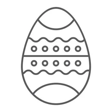 Easter egg thin line icon, decor and easter, painted egg sign, vector graphics Stock Illustration