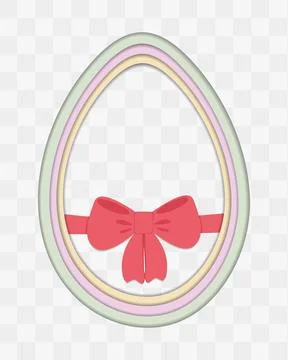 Easter Egg with Tide Ribbon bow Paper Cut Template with multicolor layers Stock Illustration