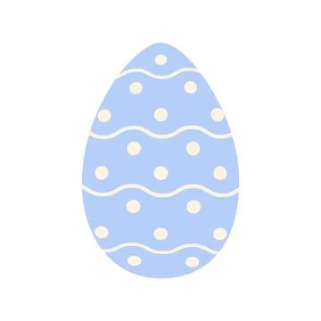 Easter egg in trendy blue with a simple pattern of wavy lines and dots. Happy Illustrazione stock