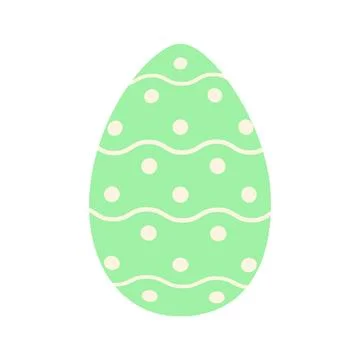 Easter egg in trendy green with a simple pattern of wavy lines and dots. Happy 스톡 일러스트