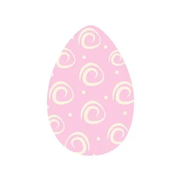 Easter egg in trendy pink with simple pattern of dots and abstract roses in Stock Illustration