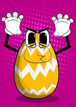 Easter Egg is trying to scare you. Cartoon character with funny face for the  库存插图