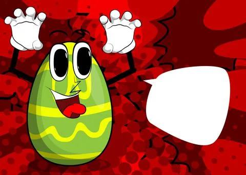 Easter Egg is trying to scare you. Cartoon character with funny face for the  스톡 일러스트