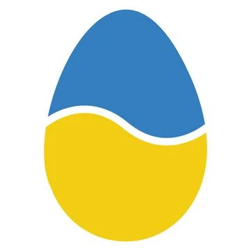 Easter egg UA icon decorated yellow blue colors, Ukraine flag Stock Illustration