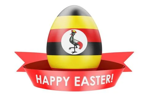 Easter egg with Ugandan flag. Happy Easter in Uganda concept, 3D rendering... Stock Photos