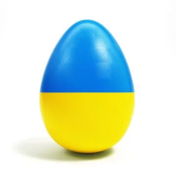 Easter egg in Ukraine flag colors isolated on white background. 3d render 스톡 일러스트