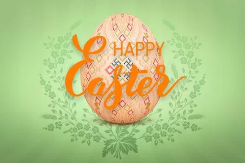 The Easter egg with an Ukrainian folk pattern ornament. Isolated vector reali Stock Illustration