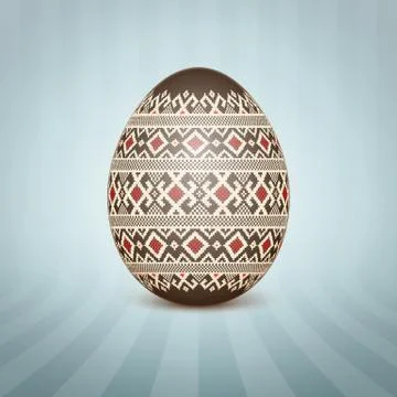 The Easter egg with an Ukrainian folk pattern ornament. Isolated vector reali Stockillustratie