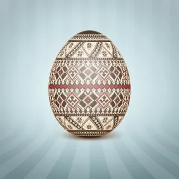 The Easter egg with an Ukrainian folk pattern ornament. Isolated vector reali Stockillustratie