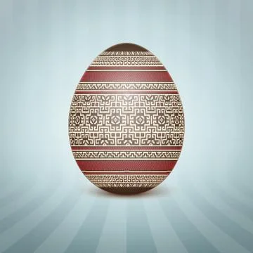 The Easter egg with an Ukrainian folk pattern ornament. Isolated vector reali Stockillustratie